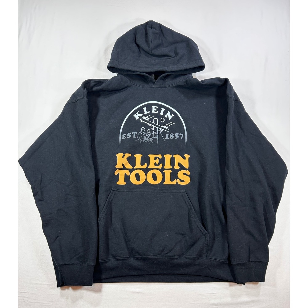 Klein Tools Graphic Hoodie Mens XL Black Gildan Heavy Blend Sweatshirt Pocket